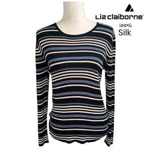 Liz Claiborne (NWOT) 100% Silk Long Sleeve Sweater Size Large